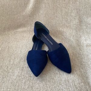 Blue suede flats